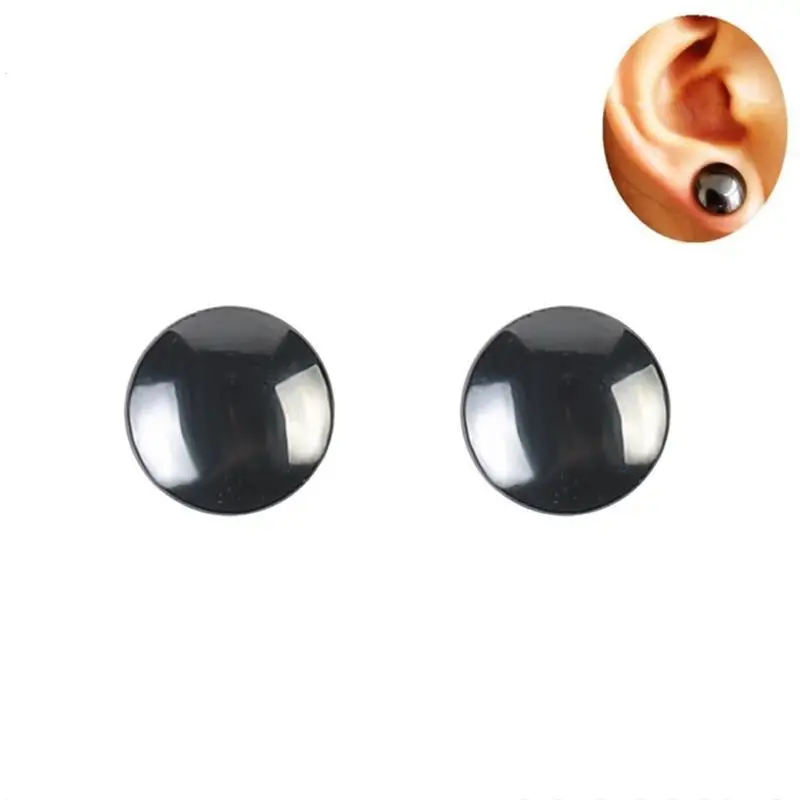 Acupoint Massage Black Magnet Lose Weight Stud Earrings for Woman and Man Slimming Black Magnetic Earrings For Female And Male