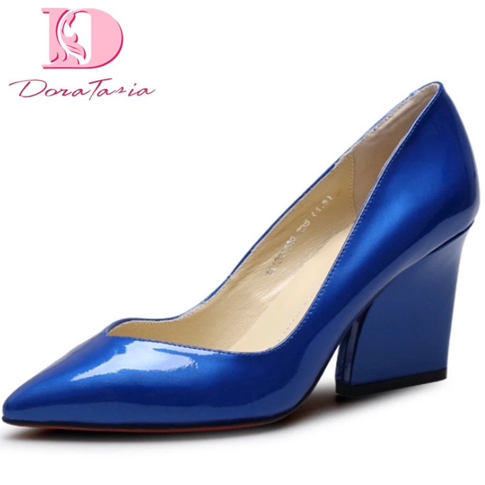 

Doratasia Wholesale New Women Shoes Woman High Heels Elegant Patent Leather Slip On Pointed Toe Office Lady Spring Pumps Female