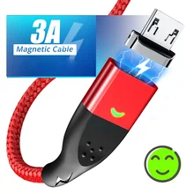 FONKEN кабель Micro USB Магнитный кабель для зарядного устройства 1 м 2 м 3 А шнур для быстрой зарядки телефона для Xiaomi 7 8 samsung S10 Tablet USB шнур для передачи данных