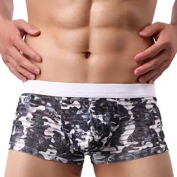 

Men Boxers Low Waist Trunks Elastic Camouflage U Convex Underwear Underpants