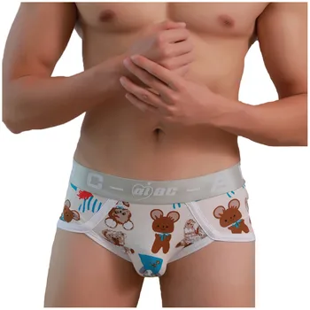 

Sexy brand Men's Print underwear calzoncillos hombre slip male modal panties male ropa interior hombre man U convex underpants