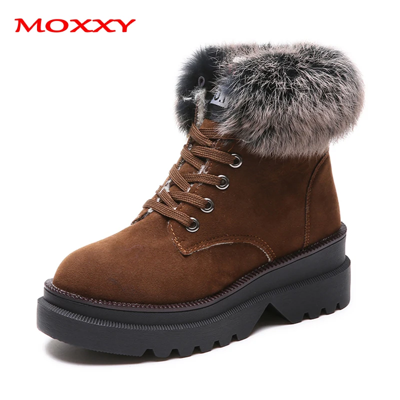 

2019 New Suede Snow Boots Women Plus Fur Warm Winter Boots Comfort Round Toe 6 cm Chunky Heel Black Brown Ankle Boot botas mujer