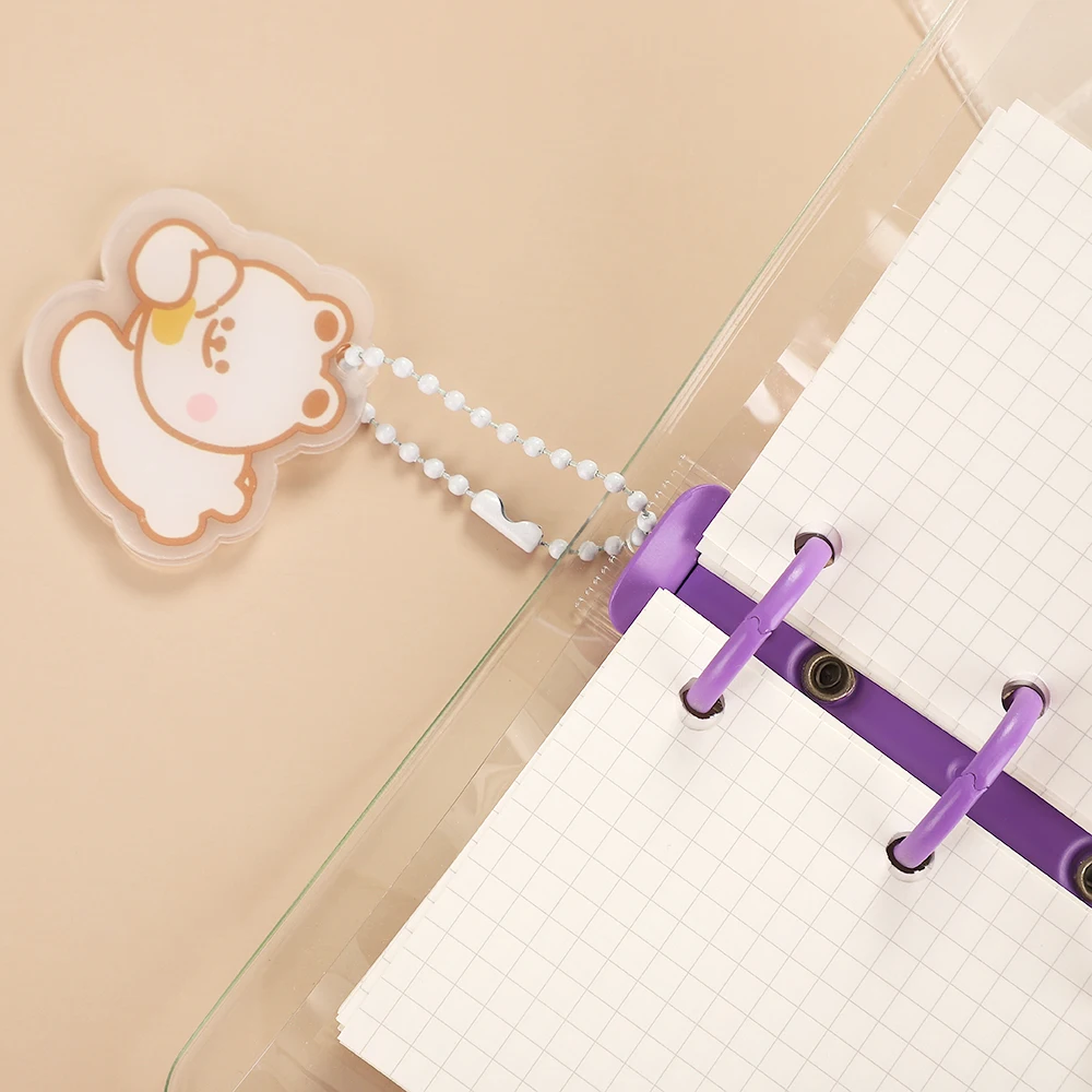 JIANWU Creative Cute Transparent 3 ring Mini Loose-leaf Hand Book Student Portable Notebook ring binder Kawaii School Supplies