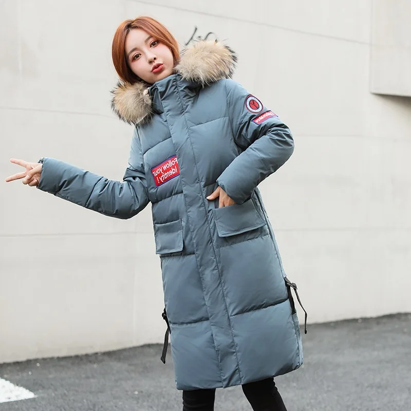 

2019 down Jacket Cotton-padded Clothes Women's Korean-style Mid-length Loose-Fit Students BF Cotton-padded Clothes Embroidered A