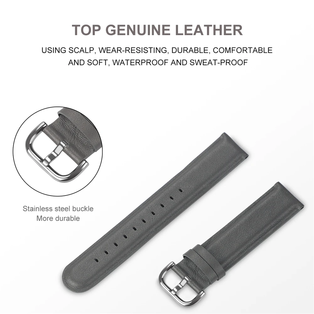 Leather Watchband Watch Bracelet for Samsung Galaxy Active 2 SM-R830 / SM-R820 Smart Watch Replacement Wrist Strap - Цвет: Серый