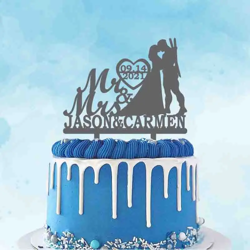 Personalized Wedding Cake Topper Custom Name Date Deadpool Groom and Bride For Party Decoration | Дом и сад