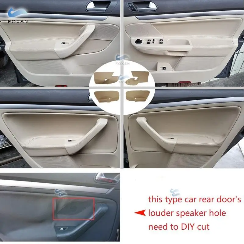 Car Interior Door Armrest Panel Cover Microfiber Leather For VW Golf 5 MK5 Jetta 2005-2010 4pcs armrest panel cover
