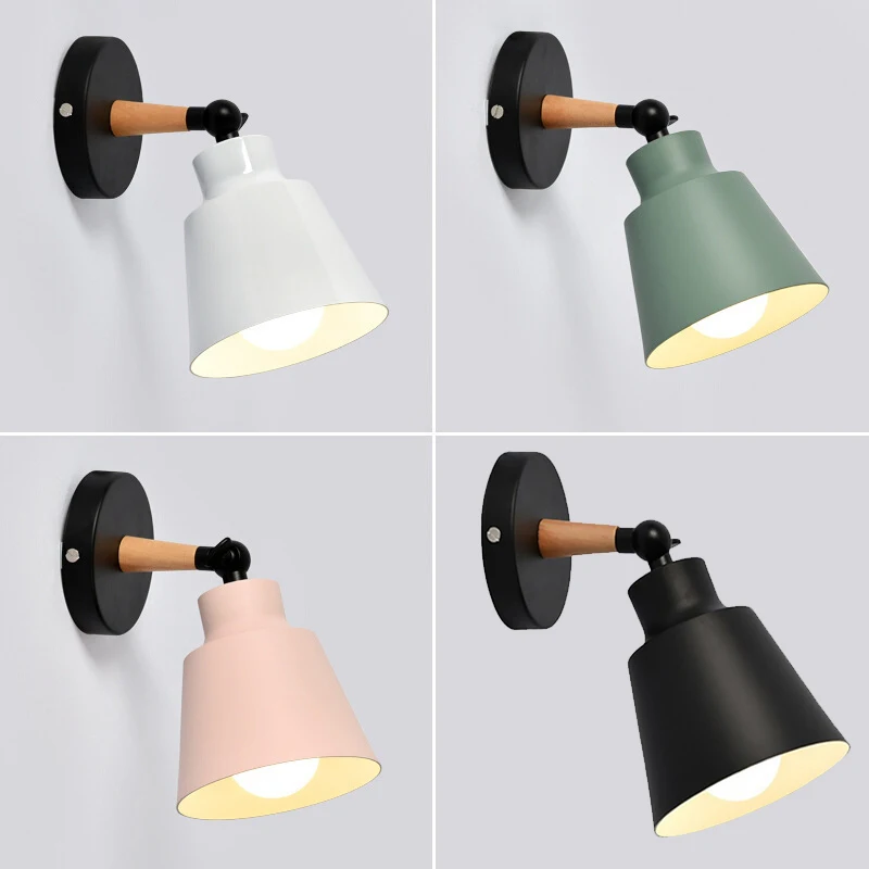 

Деревянные настенные светильники, прикроватный настенный светильник, настенное бра, современные настенные светильники для спальни, скандинавский настенный светильник Macaroon, Светильники для зеркала и ванной