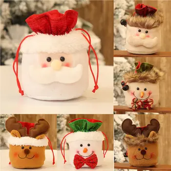 

Merry Christmas Kids Candy Bags Cute Santa Claus Snowmen Pattern Gift Holders Children Gift Packaging Storage Bags Decoration