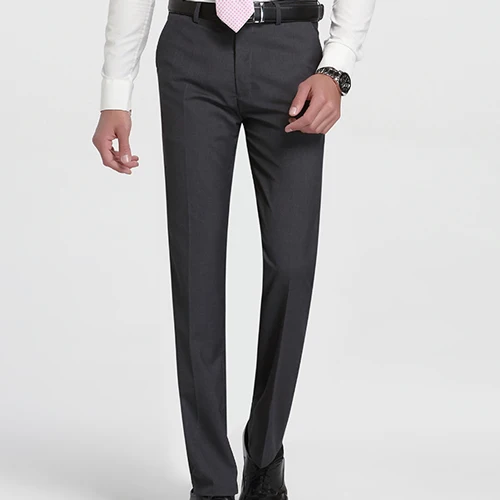 Men's Slim Fit Flat-Front Suit Separate Pant Formal Wedding Business Straight Male Trousers Light Grey Thin Office Dress Pants - Цвет: X30-7  Gray