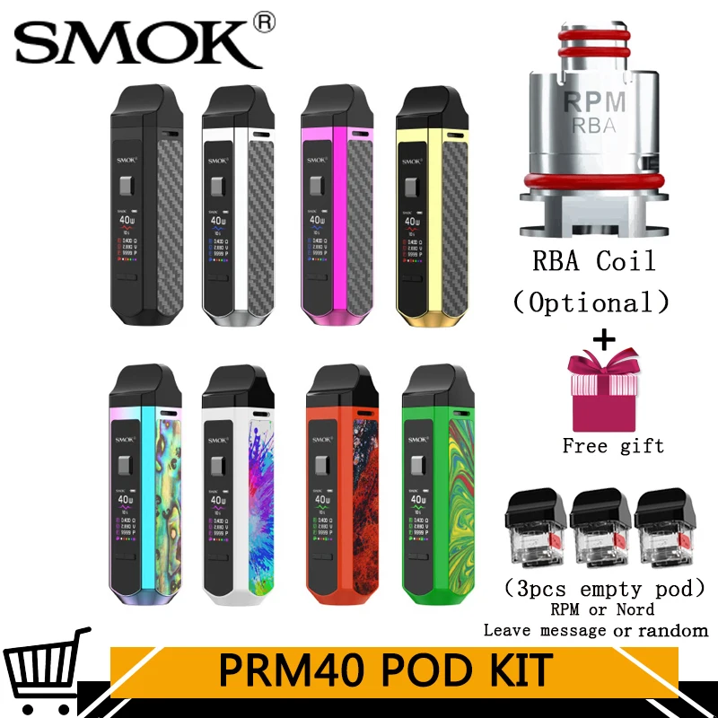 

SMOK RPM40 Pod Kit Electronic Cigarette 4.3ml&4.5ml RPM Mesh Coil RBA Coil Nord Pod 1500mah buit-in Battery Vaporizer VS Novo 2