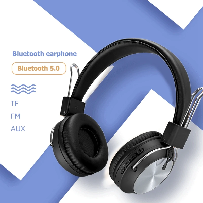 Bluetooth Wireless Headphones Head Earphones over Ear Stereo Headset with Built in Microphone Support TF Card FM Radio