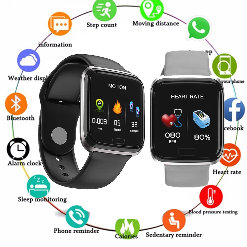 

Smart Watch Bracelet Ports Waterproof Fitness Heart Rate Blood Health Monitoring Pressure Health Step Remote Watch Man Fashion
