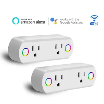 

Kuulee Dual Outlet WiFi Smart Plug Socket Remote Power Switch for Alexa /Google Home US Plug