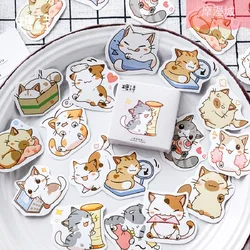 Mini autocollant chat mignon en dessin animé, étiquette autocollante décorative pour Scrapbooking, pour Album journal intime, papeterie, DIY bricolage, 45 pièces/boîte 