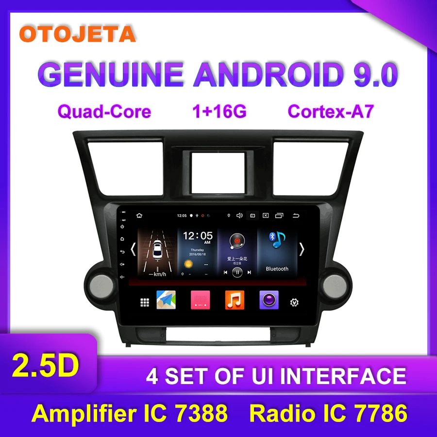 Завод прямых продаж OTOJETA Android 9,0 Автомобильный мультимедийный радио для Toyota Highlander 10," Автомобильный видеорегистратор gps навигация