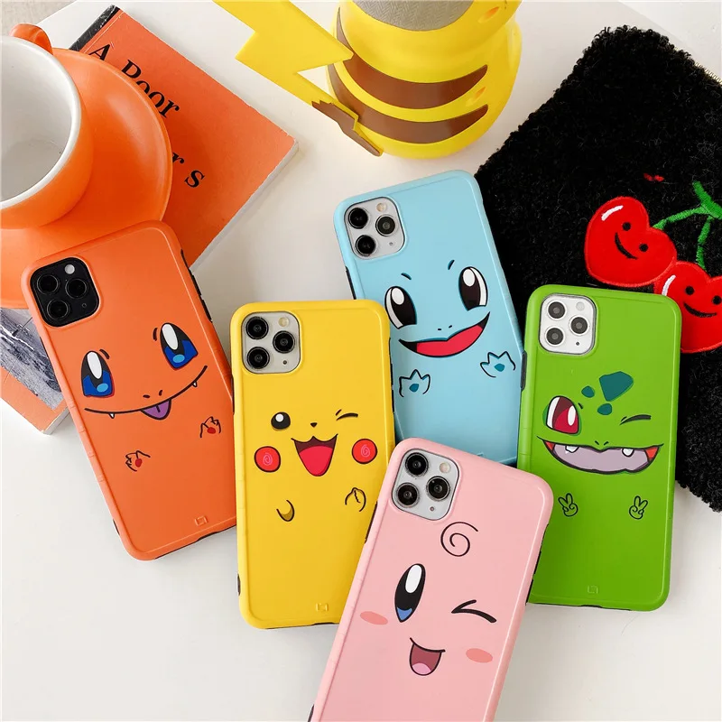 

Case for Iphone 11 Pro Max 7 8 Plus Phone Cover for Iphone X XR XS MAX Case Soft TPU Lovers Cartoon Cute Charmander Bulbasaur