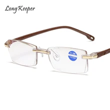 Ультралегкие очки без оправы для чтения женские и мужские прозрачные линзы анти-синие компьютерные очки для пресбиопии очки для чтения+ 1,0+ 1,5+ 2,0+ 2,5