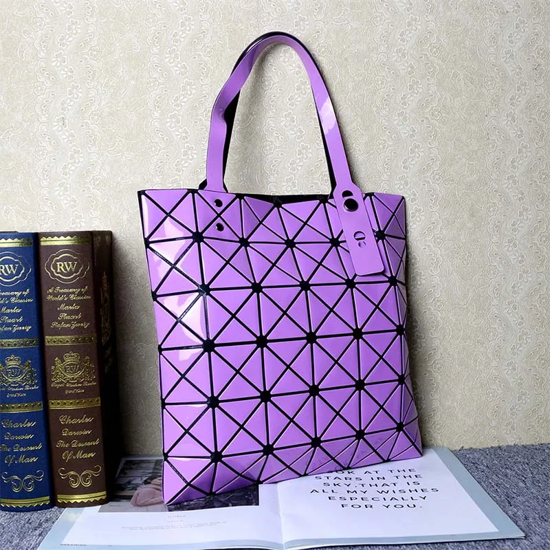 

Women's Linger Bright Face Handbag Large Capacity PU Foldable Single Shoulder Bag Trend Simple Shopping Bag Mobile Pack