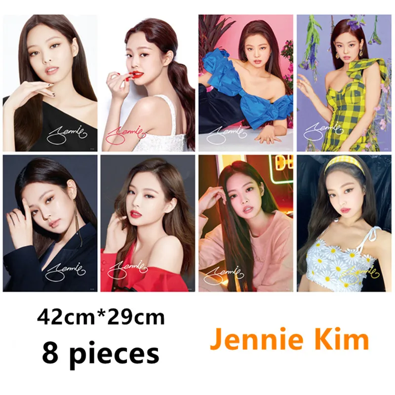 64 шт. (8 комплектов) Черный Розовый KPOP плакат игрушки черный розовый lisa Jennie JISOO ROSE A3 плакаты на настенные подарки