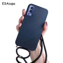 Versatile Crossbody Necklace Lanyard Silicone Matte Phone Case for VIVO S7 (Black)