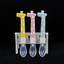 3 шт. Мультяшные ложки силиконовая мягкая голова Жираф суп рисовый совок для кормления Обучающие ложки детские столовые приборы