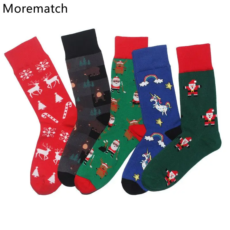 Morematch/Лидер продаж, рождественские женские носки, Новое поступление, повседневные носки, носки с рисунком оленя, единорога, Санта Клауса, Размер 5,5-9,0