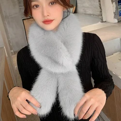 8 Colors Fluffy Solid Fake Fur Scarf Universal Soft Ear Warmer Coat Collar Winter Women Decorating Shawl