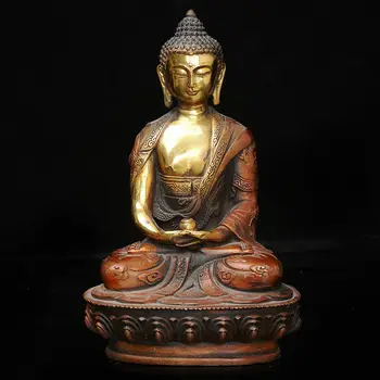 

20CM COLLECTIBLE CHINESE COPPER GILT TIBETAN BUDDHISM STATUE --SHAKYA MUNI