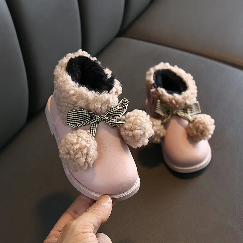 

winter new children's snow boots girls plus velvet princess girls warm baby cotton shoes