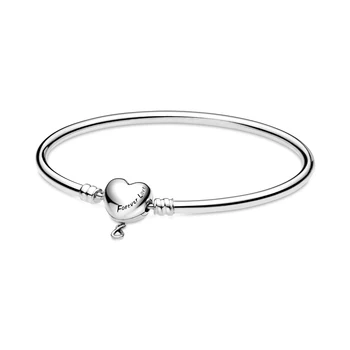 

2020 NEW 100% 925 Sterling Silver Mother's Day Moments Infinity Heart Clasp Bangle Bracelet Fit Women Original Fashion Jewelry