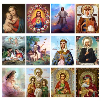 

5D Diamond Painting Virgin Mary Pictures By Rhinestones Mosaic Religion Icon Full Round Kit Diamond Embroidery