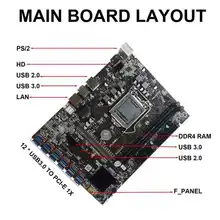 Placa base de minería B250C BTC 12XPCIE a USB3.0, ranura para tarjeta gráfica LGA1151, compatible con placa base de ordenador DDR4 DIMM