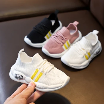 

Baby Boys Girls Breathable Anti-Slip Striped Print Socks Shoes Sneakers Toddler Soft Soled Walking Shoe New 528