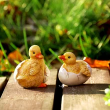 1/2 шт креативные смолы моделирование сломанной раковины утенок статуя открытый сад магазин декоративные утка настольное украшение домашний декор
