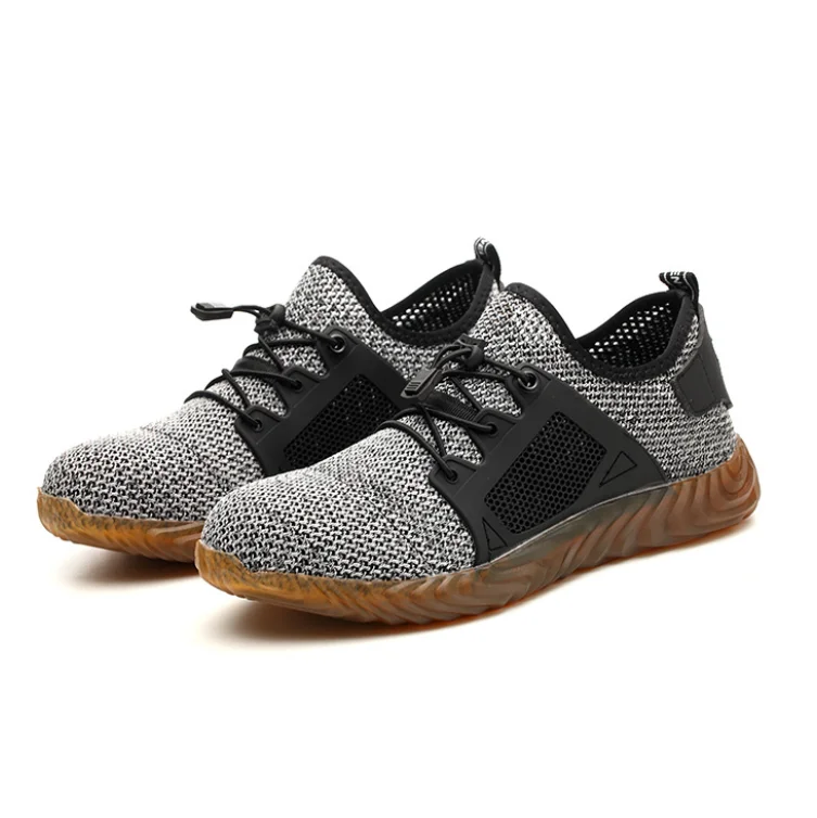 Grey safety shoes 19 дропшиппинг, небьющиеся рыбацкие туфли, мужские и женские сапоги со стальным носком, прокалываемые кроссовки, дышащая Рабочая обувь - Цвет: Grey safety shoes
