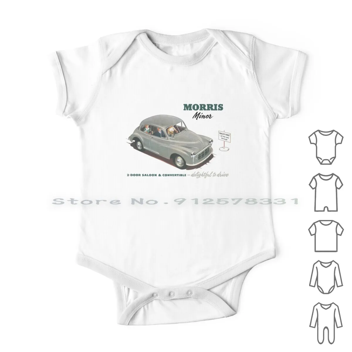 Morris Minor Newborn Baby Clothes Rompers Cotton Jumpsuits Mini 1940s 1950s 1960s 1970s Austin British Motor |
