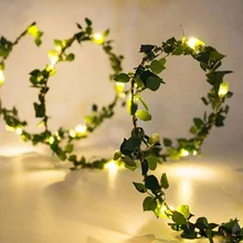Green Leaf Garland Fairy LED String Lights Artificial Leaf Vine DIY for Christmas Home Wedding Birthday Party Decorations