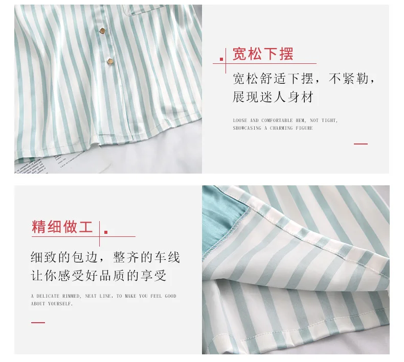 Cute Womens Pajamas Sleepwear Two Piece Set Silk Pijama Satin Short Sleeve Shirt+ Shorts Night Suits Student Pyjama Homewear