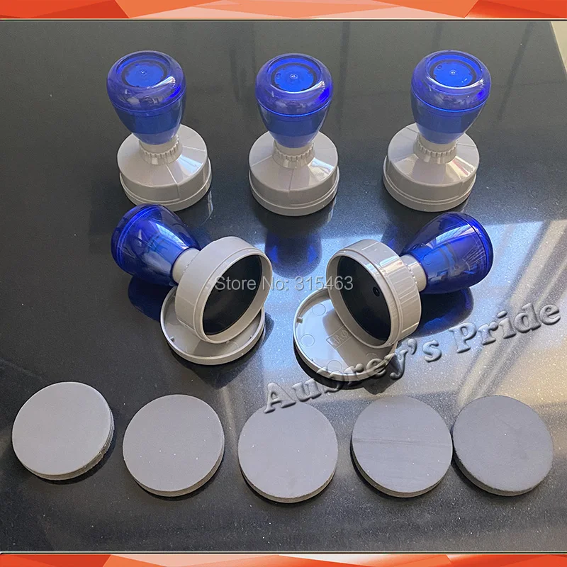 Round Circle Transparent Blank Holder+Rubber Pad Flash Stamp Selfinking Stamping Making Seal 25Pcs 38 40 42mm 7mm self ink stamps,self inking stamps