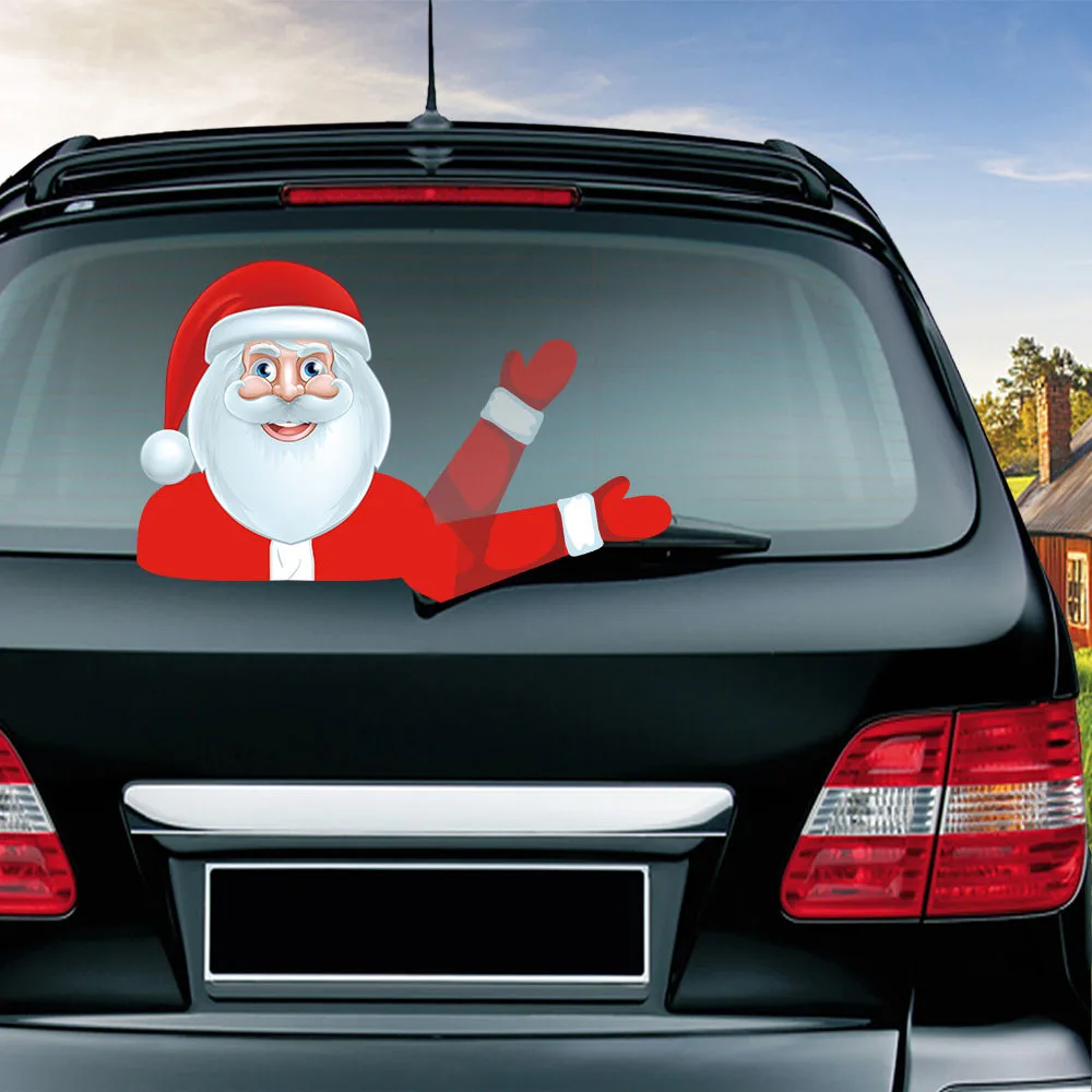 

Santa Claus Car Rear Window Wiper Sticker Christmas Car Styling Funny Waving Arm Rear Windshield Decals Auto Decoration Stickers