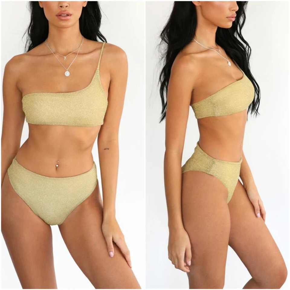 

Sexy Bikini Swimwear Women One Shoulder Bikini Set 2020 Swimming Suit for Women Bathing Suit Women Soild female biquini