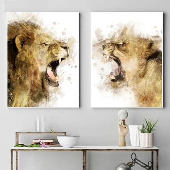 

Abstract Animals Tiger Lion Nordic Poster Wall Art Canvas Painting Wall Pictures For Living Room Home Decor Cuadros Unframed