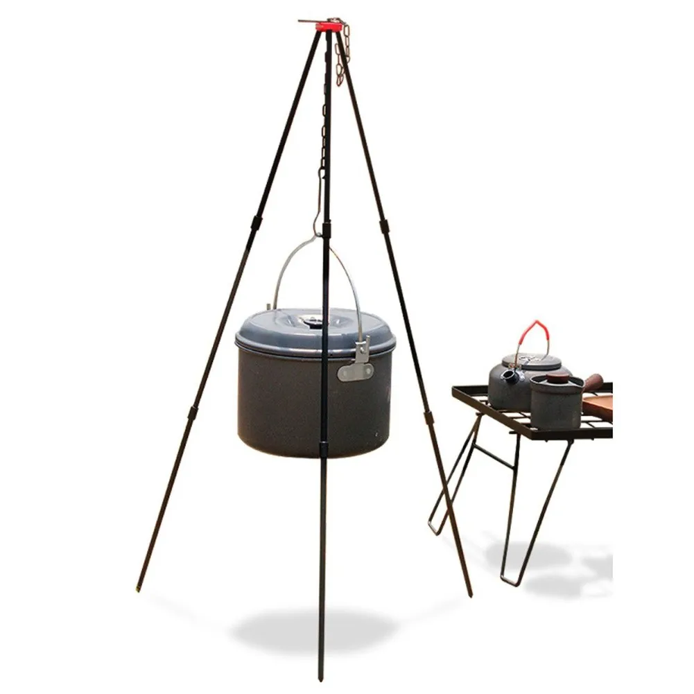 Grill Camping Tripod Portable Cooking w/Hang Chain Barbecue Accessories 