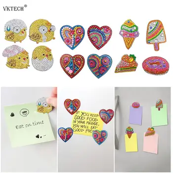 

4pcs DIY Full Drill Special Shaped Diamond Painting Fridge Magnet Sticker Diamond Embroidery Chicken Heart Home Kitchen Decor