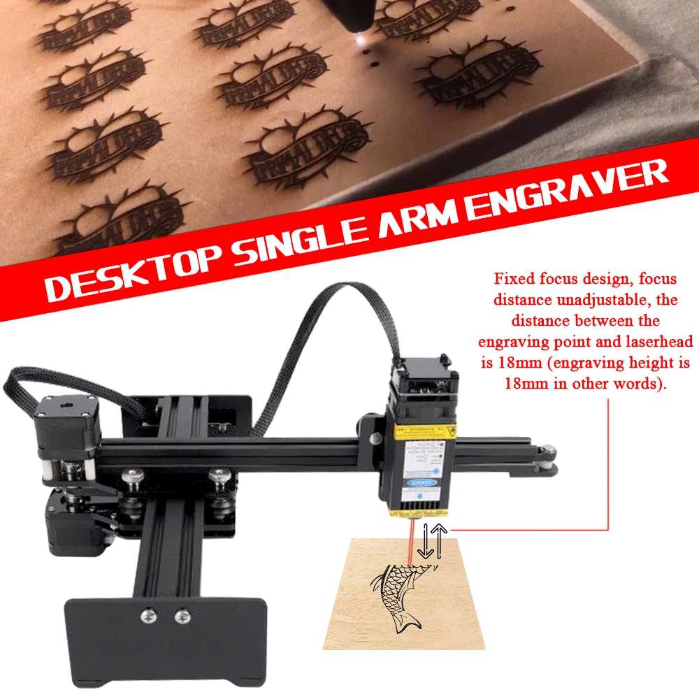KKMOON Профессиональный 10000 МВт портативный Настольный лазерный гравер ЧПУ деревообрабатывающий станок DIY лазерная гравировка резной станок Carver