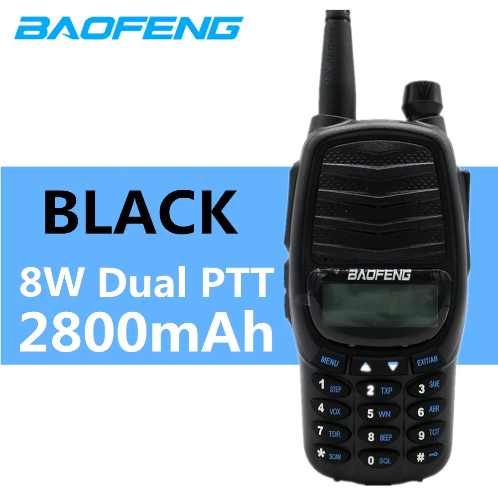 8 Вт Высокая мощность Baofeng UV-82 обновленная BF UV990 рация UV-82hp двухсторонняя радиостанция 10 км Охота CB радио КВ трансивер - Цвет: Black