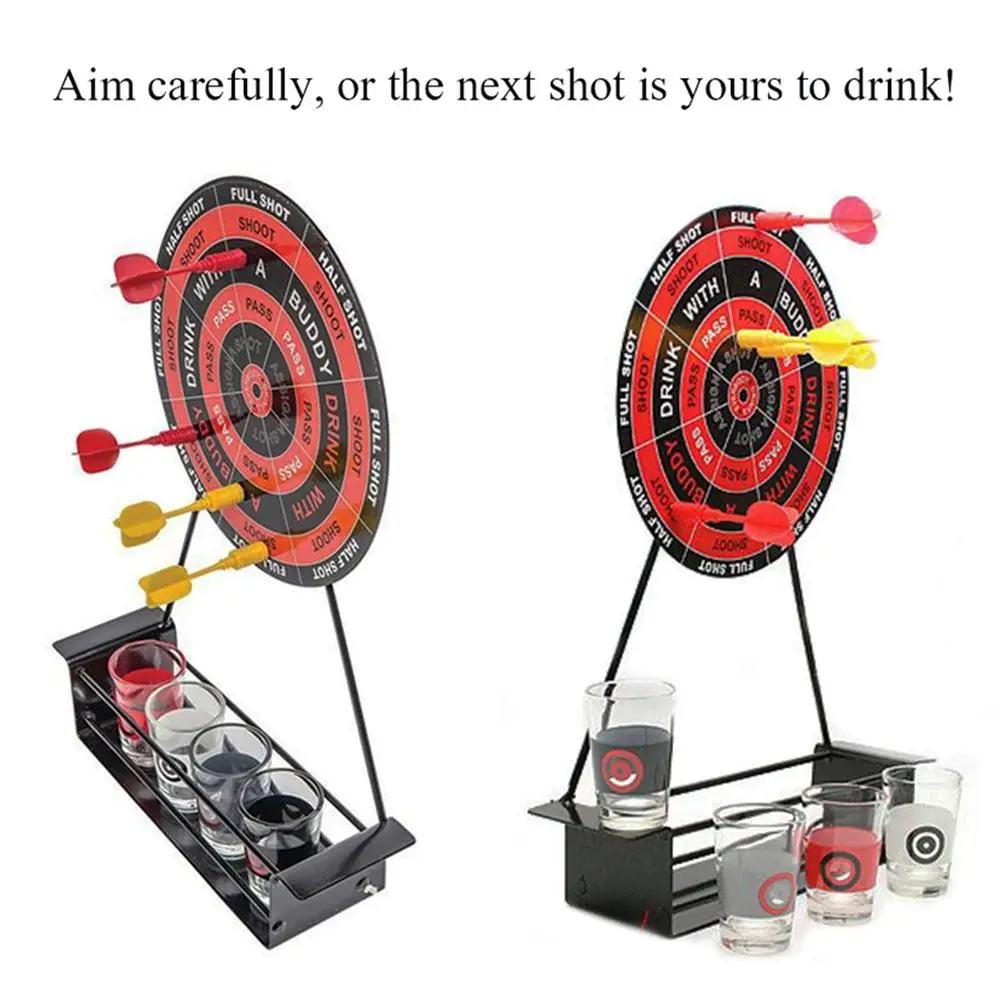 Mini Darts Shot Glass Set Game Magnetic Drinking Game Wineware with Cup Iron Frame Wine Glass Game Booster Props
