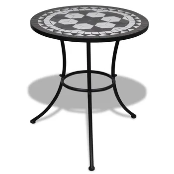 

Nordic Bistro Table Black and White 60 cm Mosaic Outdoor Terrace Yard Coffee Table Lving Room Mini Sofa Side Table furniture