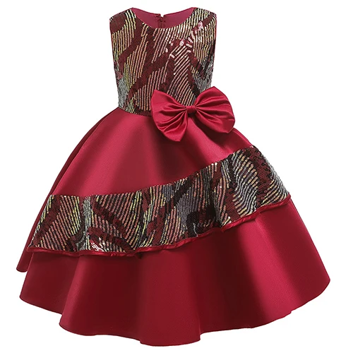 Детское платье с блестками на Хэллоуин, новое рождественское платье снежинки для девочек, платье принцессы, костюм, детское праздничное платье на день рождения - Цвет: L5146 red